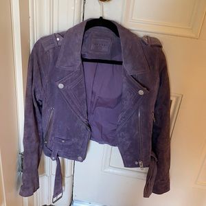 Purple suede leather jacket